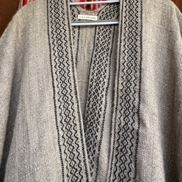 ULLA JOHNSON BABY ALPACA GRAY, TAN AND BLACK PONCHO OS - Picture 4 of 10